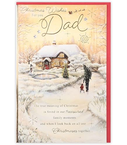 UK Greetings Weihnachtskarte Für Papa – Mit Kamin-Motiv & Metallfolie
