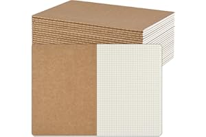 ZCZN Quaderno A5 Quadretto, 24 Pezzi Copertina Kraft Quaderno con 30 Fogli/60 Pagine, Taccuini per Ufficio e Scuola