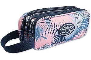 Ocean's Wave OCW00554 - Estuche Escolar de 3 Cremalleras - Savannah - Multicolor - 13 x 23 x 9 cm - Compartimentos Individuales con un Asa y Tiradores Ergonómicos Metálicos - Modelo Clásico - Ocean’s