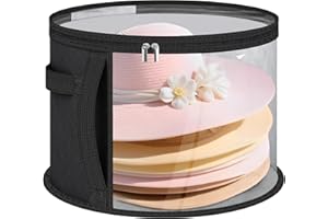 Adorila Clear Hat Storage Bags, Baseball Caps Organzier with Carrying Handles for Closet, Large Hat Storage Boxes for Women (Black)