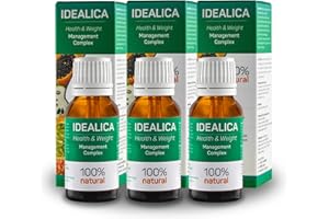 IDEALICA - 100% Natürliche Tropfen zur Gewichtsverlust | Appetitzügler & Stoffwechsel | Gewichtskontrolle | Vitamin B1, Vitamin B12, Vitamin C | Natürliche & Geprüfte Zutaten | Vegan | Set 3 x 20.
