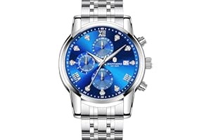 SAPPHERO orologio rotondo in acciaio inox per gli uomini, 50M impermeabile luminoso uomo elegante regalo da polso con datario e design analogico al quarzo