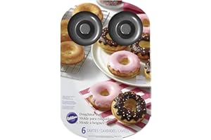 Wilton 03-3115 Doughnut Baking Tin, Non Stick, Large, 6 Hole, Steel, Grey