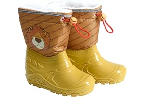 ESTEXO Kinder Gummistiefel Regenstiefel Thermostiefel Mädchen Jungen gefüttert Gelb Löwe