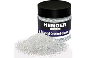 ‎HEMOER HEMOER 100g Kristall Zerkleinertes Glas zum Basteln, 2–4 mm Unregelmäßiger Glitzer, Grober Kies, Edelsteine für Nagelkunst, Handyhülle, DIY Vasenfüller, Epoxidschmuck und Heimdekoration