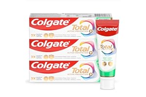 Colgate Total Active Prevention + Deep Clean Toothpaste 75ml x3 Multipack | 3x more effective at fighting a root cause¹ of many oral health problems | 24h antibacterial² protection | clinically proven
