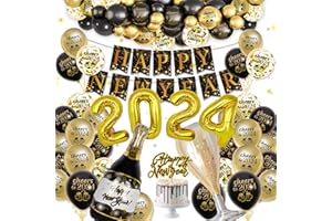 GOLDNICE Decorazioni Capodanno 2024, Set di Decorazioni per Capodanno 2024, Palloncini 2024 Capodanno in Oro Nero, Palloncini per Feste di Capodanno, Decorazione 2024, Happy New Year Addobbi Capodanno