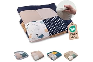 ‎ULLENBOOM ULLENBOOM Krabbeldecke für Baby 100x100 cm, 100% OEKO-TEX Materialien, Made in EU, Dick & weich gepolstert, Wale - ideal als Babydecke, Laufgittereinlage & Spieldecke Baby