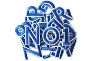 GUYI GYGYL 72 Pieces Iron on Letters and Numbers Patches, Blue Letter Patches Alphabet Embroidered Patch A-Z, Numbers 0-9 Applique for Clothes, Dress, Hat, Socks, Jeans, DIY Accessories
