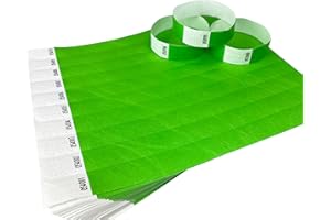 WRIST MAGIC STUDIO 100 Braccialetti Verde neon Braccialetti di identificazione Tyvek per eventi, sicurezza, feste, festival