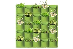 LITLANDSTAR Hängende Pflanzbeutel, 25 Taschen Hängende vertikale Gartenwand Pflanzer Pflanzbeutel Blumenbepflanzungsbehälter Wandmontierter Garten Hängende Pflanzer Outdoor Indoor Growbeutel, Grün