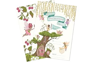 M & G Mustard & Gray Childrens Party Invitations (x12 Invites Only, Fairy)