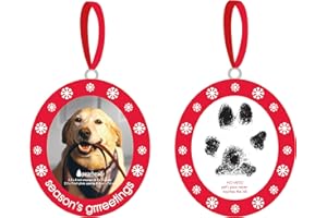 Pearhead Pet Pawprint Hanging Keepsake Ornament, Dog or Cat Christmas Stocking Stuffer, DIY Paw Print Making Kit, Holiday Pet Ornament