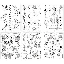 Zasjon Temporäre Tattoo Set,6 BläTter Schwarz Fake Tattoo Sticker ...