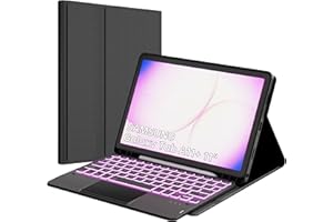 VANKEYPAD Étui Clavier pour Samsung Galaxy Tab A11+/A11 Plus 2025 11 Pouces - 7 Couleurs Rétroéclairées Amovible Clavier Cover sans Fil avec Pavé Tactile - Tab A9+/A9 Plus 2023 11" AZERTY Français Coque Noir