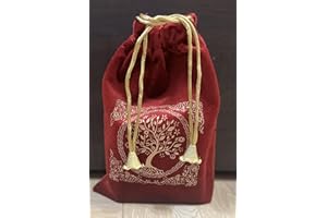 Indian Consigners Soft Velvet Pouch for Tarot, Altar, Rune, Gift, Crystal, jewelry Wrap Bags for Precious, Sacred and Spiritial Item (Red)