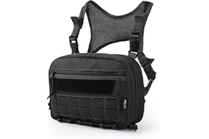 Mardingtop Poche poitrine tactique Molle Gilet Pouch Chest Rig pour les aventures en plein air, le cyclisme, TM6604A-Noir