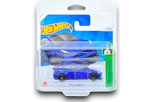 Hot Wheels Tesla Model Y (Blue) 3/10 HW Green Speed - 2024-15/250 (Short Card) - COMES IN A KLAS CAR KEEPER SHORT CARD PROTECTOR CASE - HTB80