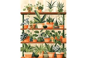 DAERLE Macetas Kit de Pintura por Números para Adultos en Lienzo con Pigmento Acrílico, Colección de Plantas Verdes, Pintura al Óleo DIY para Decoración del Hogar 30x40cm