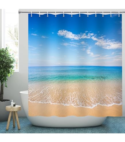 J26 Weihnachts-Duschvorhang – 180x200 Cm, Mit Schneemann & Santa, Inkl. 12 Ringe, Wasserabweisend