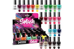 B4B Splash 24 x Nail Polish Varnish Set 24 Different Modern Colours Quick Drying (Set A)