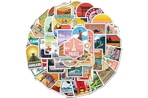 Onperpoe Aesthetic Juego de pegatinas de viaje - 50 pegatinas impermeables de vinilo vintage para maleta, portátil, bicicleta, álbum de recortes, motocicleta, monopatín, diseño retro para niños y