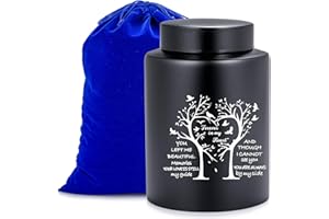 GREDSTAR Medium Memorial Urn for Adult Ashes - Black Love Tree Cremation Urn with Velvet Bag, Cemetery & Home Keepsake Urns for Dad/Grandma, Funeral Sympathy Gift