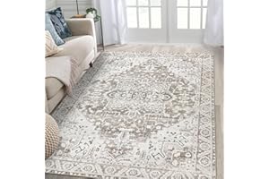 Famibay Dywaniki do salonu, duże 160 x 230, można prać w pralce, miękkie krótkie runo, dywany vintage, tradycyjny dywan do sypialni, antypoślizgowy, antypoślizgowy, nie gubi włosia, do domu, biura,