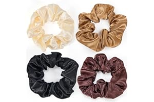 Cheerhom 4PCS Chouchous Cheveux en Satin, Soie Scrunchies pour Femme Elastique Doux et Réutilisable