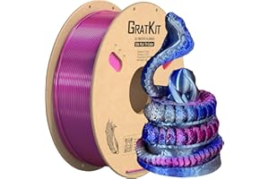 GratKit Filamento di Seta Tricolore PLA 1.75mm, Filamento per stampante 3D FDM 1KG(2,2 libbre), Precisione Dimensionale +/- 0,03 mm, Silk PLA Rosa Rosso Blu e Argento Grigio