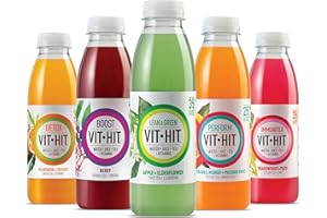 VIT HIT Vithit Vitamin Drink Variety Pack - 3 Lean & Green, 3 Detox, 2 Immunitea, 2 Perform, 2 Boost | Vegan, Low Sugar, Low Calories, Vitamin Soft Drink | 100% RDA of 8 Vitamins (500ml x 12 Bottles)