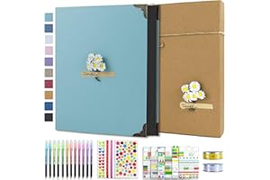 Vienrose Album de Fotos 10x15 Scrapbook con Espiral (60 Páginas Negra) Pegar y Escribir DIY Scrapbooking Álbum de Recortes para Familia Bebé, Aniversario Bodas, Vacaciones, 21x27 cm