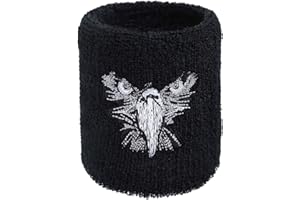 EXPRESS-STICKEREI Orzeł opaska przeciwpotowa Eagle Head haft ekstremalne sporty haftowane i absorbujące frotte designerska opaska przeciwpotowa na nadgarstek, czarna opaska na nadgarstek, bokserka, prezent dla wspinaczki, opaska przeciwpotowa