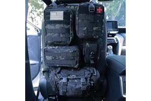 BXBXHD Universeller taktischer Organizer für Autositzrückseite, Molle-Fahrzeug-Organizer, Panel, Fahrzeugschutz, 5 abnehmbare Taschen für Auto, LKW, Ford, Jeep (Schwarz Camo)