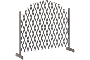 Relaxdays Rankgitter Holz, ausziehbar bis 200 cm, Rankhilfe Kletterpflanzen, freistehend, Garten, Balkon, Terrasse, grau