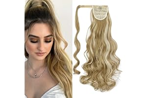Gairyan Coda Capelli Extension Coda Finta Capelli Ricci Coda di Cavallo Extension Clip Wrap Ponytail Estensione Posticci Capelli Mossi Parrucchino Ondulati Lungo 24" per Donna - Sandy Blonde & Biondo