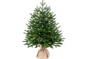 eveXmas Sztuczna choinka 75 cm, ADEL klasyczna zieleń, 91 gałązek, 100% czubki PE, łącznie ze stojakiem i płótnem workowym