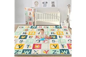 AM ANNA Baby Play Mat for Crawling,0.6 in Thicker Reversible Foldable Baby Play Mat,Extra Large Play Mat for Baby Waterproof Non Toxic Anti-Slip Reversible Foam Playmat for Baby Toddlers Kids(79"x71")