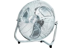MPM MWP-04 - Ventilatore industriale da pavimento, corpo in metallo, 3 pale metalliche da 35 cm, 3 velocità, potente motore silenzioso da 60 W, 60 W, in acciaio inox, colore: argento