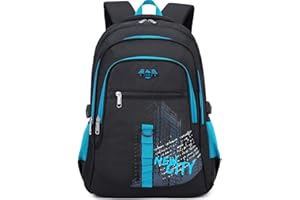 A AM SeaBlue Sac a Dos Enfant Garcon Primaire Cartable Garçon Imperméable Sac a Dos ecole Garcon Sac d'ecole Garcon en Nylon pour Loisirs Voyage Affaire Scolaire