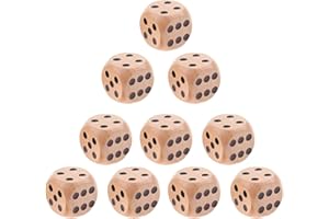 10 pièces Dés en Bois -16mm Jeu De Dés,Jeu de dés en Bois à Six,Dés en Bois Naturel,Jeux Société,Dés de Mahjong Jeu de Rôle Jouer Jeux de Cartes DIY,Pour le Divertissement,Les Jeux Familiaux,Les Fêtes