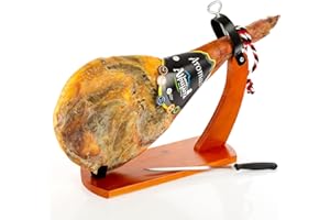 LalolaGourmet – Coffret Épaule de Jambon Serrano Gran Reserva (5,5/6 kg) + Support à Jambon Gondole + Couteau à Jambon - Épaule de Jambon Serrano - Jambon avant - 100% Naturel
