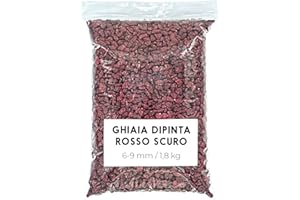 Landare Sassolini Colorati Rosso Scuro 1,8Kg - Sassolini Decorativi per Vasi - Sassi Decorativi per Vasi - Pietre Colorate - Pietre Decorative - Pietre Colorate per Decorazioni (6-9 mm) (Rosso Scuro)
