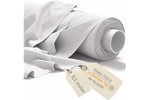 DreamRoots Telas por metro Algodon 0.5Mx160cm 145 g/m² - Tela para tapizar, cortinas, disfraz, manualidades - Tela de lienzo, Blanco