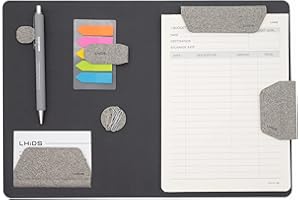 ‎LHIDS LHiDS Schreibmappe DIN A5 Klemmbrett Mappe, Multifunktionale Magnettafel mit Visitenkarte Halter, Stiftehalter & Papier Ordner, Aesthetic Schnellhefter für Büro und Schule, Grau
