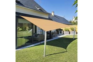 Sunnylaxx 2x4m Sabbia Tenda a Vela Rettangolare, Impermeabile Vele Parasole Protezione UV 95% per Esterno, Giardino e Terrazza, Piscina