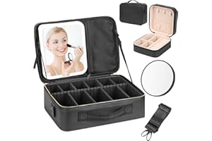 YOKILLY Trousse Maquillage avec Miroir LED: 37 * 26CM Grande Capacité Malette Maquillage avec Mirroir Maquilleur Lumineux - Trousse Maquillage Femme Professionnel Imperméable Trousse de Maquillage