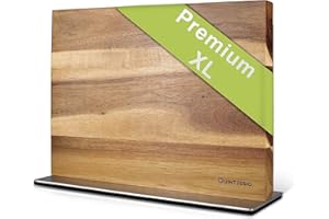 QUINTESSIO - XL Porte couteaux aimanté - bloc à couteaux magnétique des deux côtés - porte-couteaux magnétique - support couteau de cuisine - bloc à couteaux cuisine vides en bois - Acacia