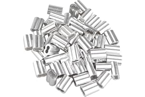 Futheda 50 piezas de 3 mm cuerda de alambre de doble agujero de aluminio mangas Clips Crimping Loops tono plata