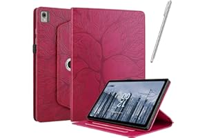 Netany Funda para Nokia T21 10.4 Pulgada 2022 con lápiz Capacitivo, Piel sintética con Tapa función Atril Soporte para lápiz Árbol de La Vida Funda - Rojo